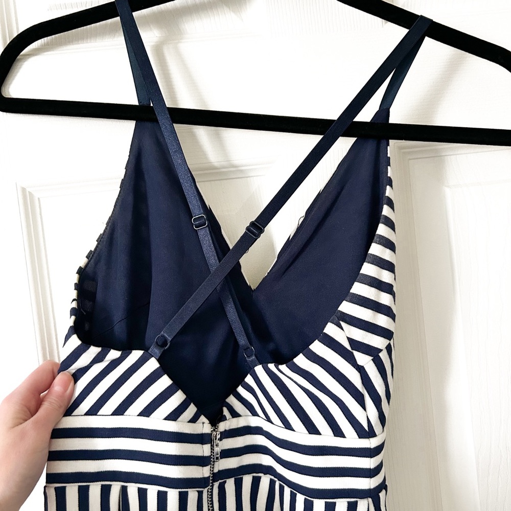 EUC Cross Back Navy & White Striped Dress - Picture 4 of 7